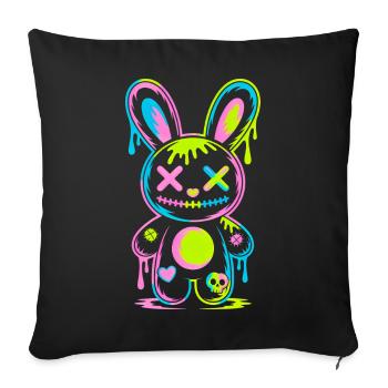 Creepy Cute Kawaii Bunny Neon Gothic Grunge - Sofa pillowcase 17,3'' x 17,3'' (45 x 45 cm) - black - Front