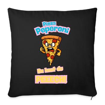 Angry Pepperoni Pizza Caricature - Sofa pillowcase 17,3'' x 17,3'' (45 x 45 cm) - black - Front
