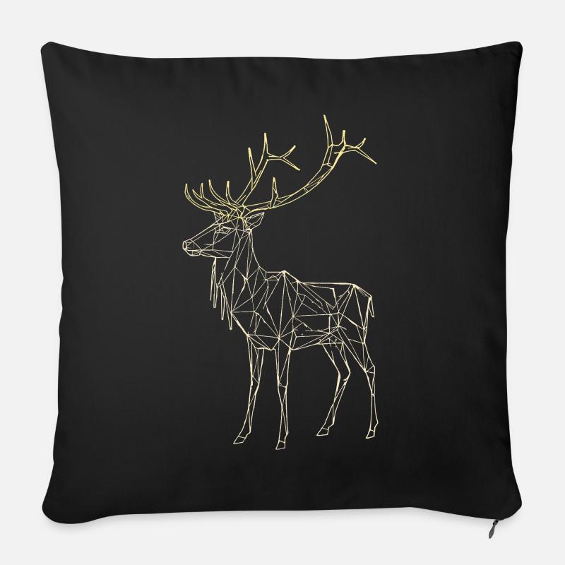 Polygon Hirsch - Geometrischer Winter - Sofakissenbezug 45 x 45 cm - Schwarz