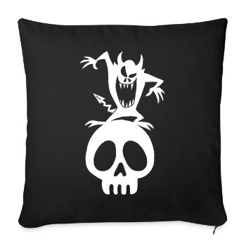 Démon blanc sur un crâne - Housse de coussin décorative 45 x 45 cm - noir - Devant