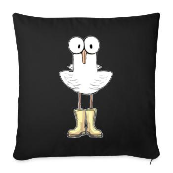 Mouette avec bottes en caoutchouc - Le parfait Gesche Lustig - Housse de coussin décorative 45 x 45 cm - noir - Devant