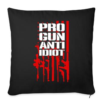 Pro-armes, anti-idiots - Housse de coussin décorative 45 x 45 cm - noir - Devant