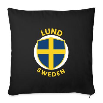 Bouclier de Lund, Suède - Housse de coussin décorative 45 x 45 cm - noir - Devant
