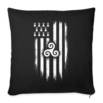 Bretagne Drapeau Breton Gwenn ha Du Grunge - Housse de coussin décorative 45 x 45 cm - noir - Devant