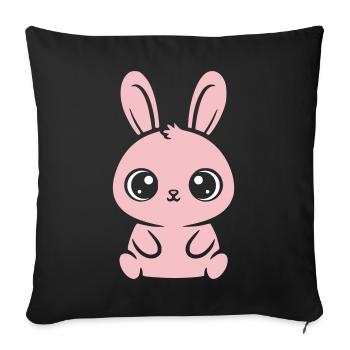 Kawaii Bunny Pink Big Eyes Cute - Sofa pillowcase 17,3'' x 17,3'' (45 x 45 cm) - black - Front