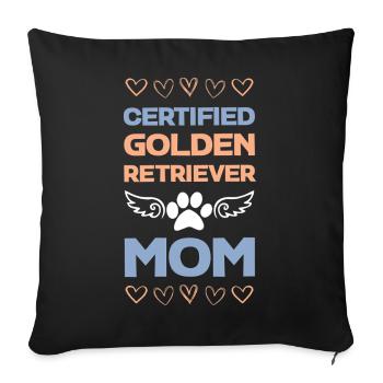Certified Golden Retriever Mom - Sofa pillowcase 17,3'' x 17,3'' (45 x 45 cm) - black - Front
