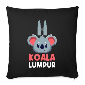 Koala Lumpur Jeu de mots de voyage mignon - Housse de coussin décorative 45 x 45 cm - noir - Devant