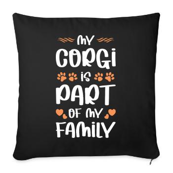 Logo des Pattes de la Famille Corgi - Housse de coussin décorative 45 x 45 cm - noir - Devant