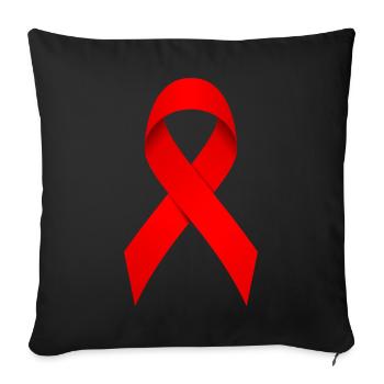 Red Ribbon Awareness Theme - Sofa pillowcase 17,3'' x 17,3'' (45 x 45 cm) - black - Front