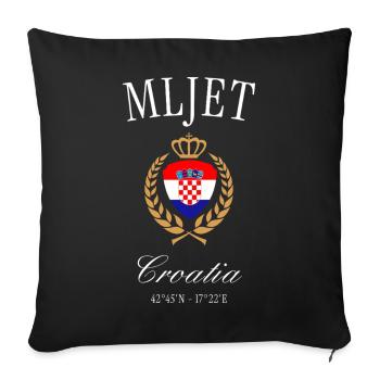 Couronne des armoiries de Mljet Croatia – Souvenir de voyage - Housse de coussin décorative 45 x 45 cm - noir - Devant