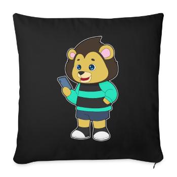 Löwe Smartphone - Sofakissenbezug 45 x 45 cm - Schwarz - Vorne