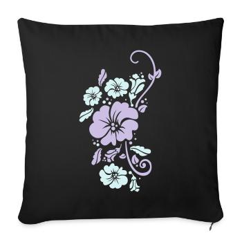 floral - Sofa pillowcase 17,3'' x 17,3'' (45 x 45 cm) - black - Front