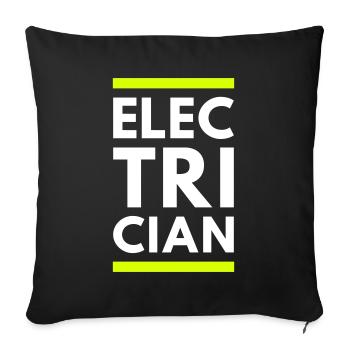 Électricien (deux lignes) - Housse de coussin décorative 45 x 45 cm - noir - Devant