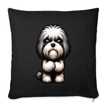 Bichons Havanais Propriétaires Agriculteurs Bichon Chavanais - Housse de coussin décorative 45 x 45 cm - noir - Devant