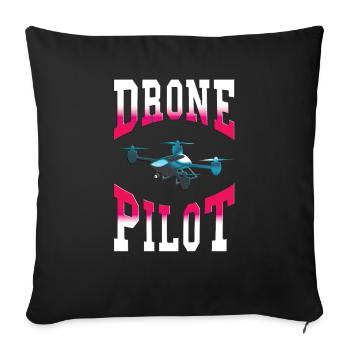 Drone quadrocopter modèle faisant pilote de jouet - Housse de coussin décorative 45 x 45 cm - noir - Devant
