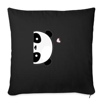 Süße Panda-Liebe - Sofakissenbezug 45 x 45 cm - Schwarz - Vorne