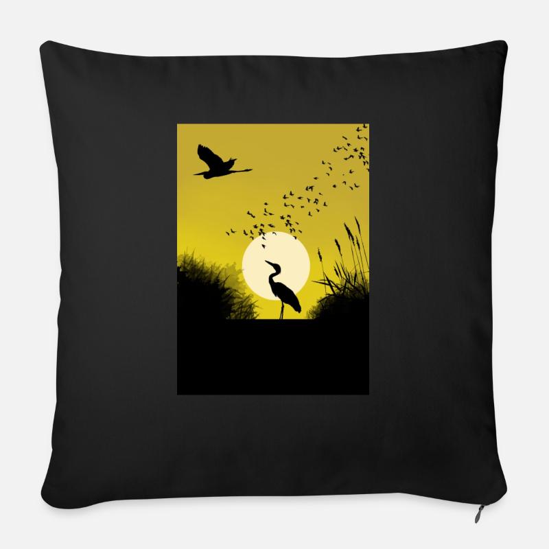 Reiher - Sofakissenbezug 45 x 45 cm - Schwarz