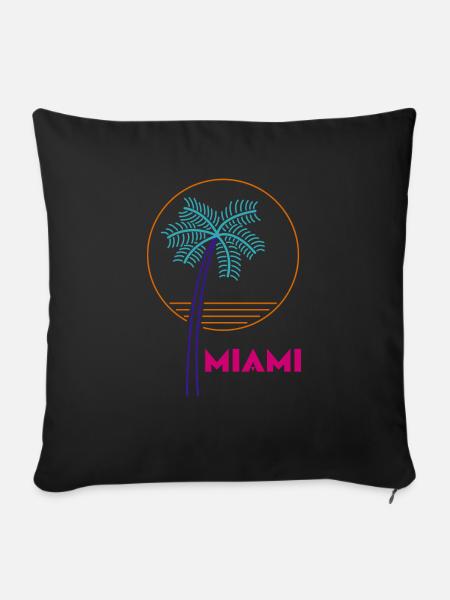 Palme Neon Miami Geschenkidee - Sofakissenbezug 45 x 45 cm - Schwarz