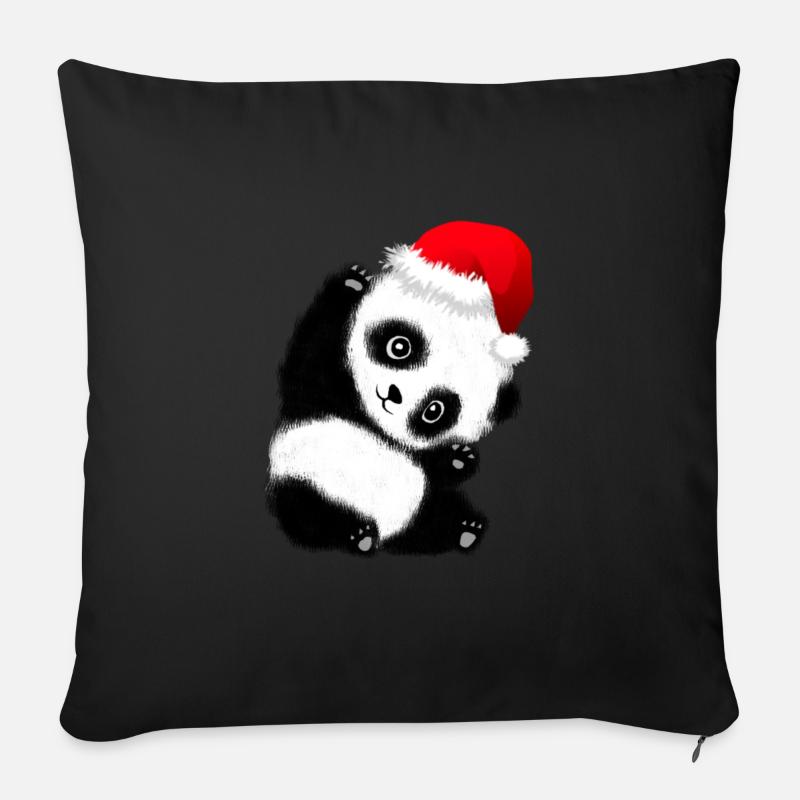 Panda de Noël - Housse de coussin décorative 45 x 45 cm - noir