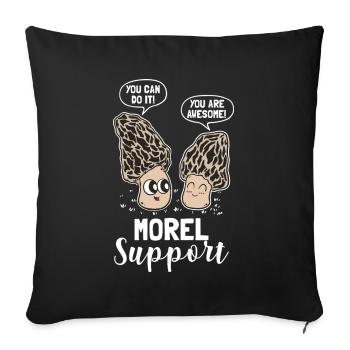 Morel Support – Humour pour les cueilleurs de champignons - Housse de coussin décorative 45 x 45 cm - noir - Devant
