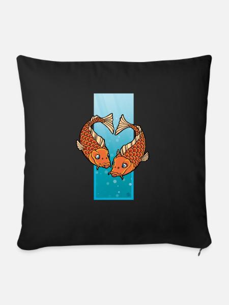 The Pisces-heart - Sofakissenbezug 45 x 45 cm - Schwarz