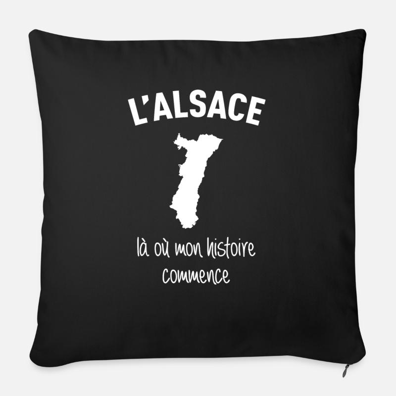 alsace-histoire - Housse de coussin décorative 45 x 45 cm - noir