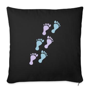 baby footprints - Housse de coussin décorative 45 x 45 cm - noir - Devant