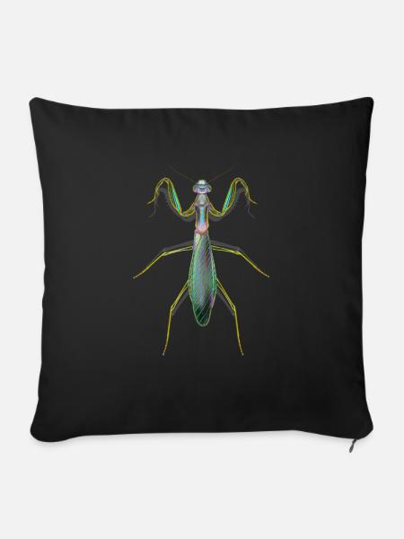 Grüne Neon-Gottesanbeterin - Sofakissenbezug 45 x 45 cm - Schwarz