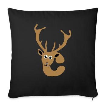 cerf lettre c animaux - Housse de coussin décorative 45 x 45 cm - noir - Devant