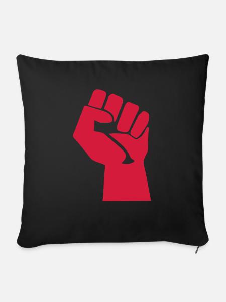 poing revolution symbol vintage sign fun fist - Housse de coussin décorative 45 x 45 cm - noir
