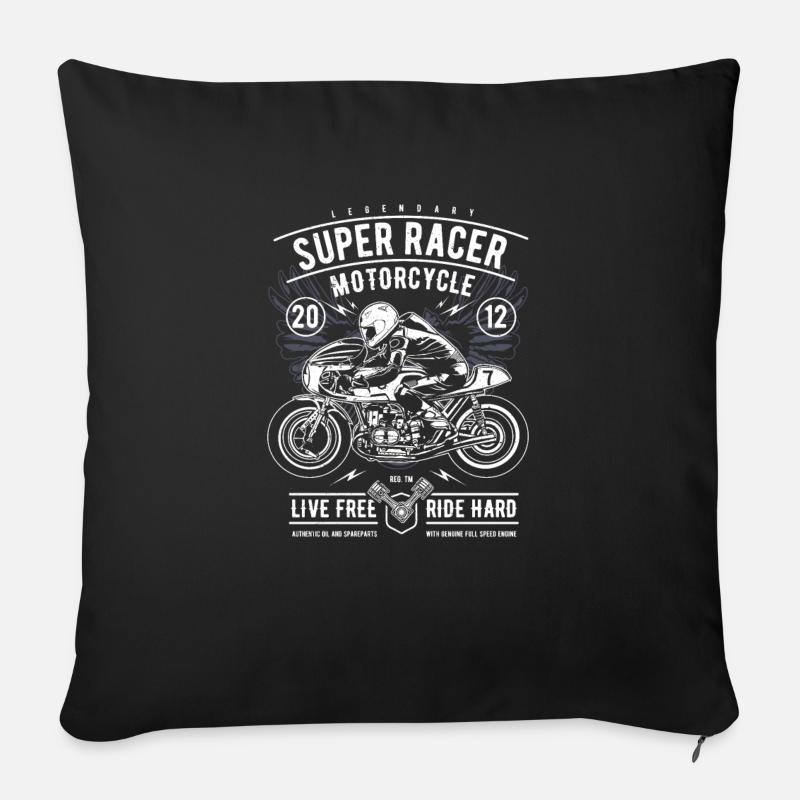 Super Racer Motorrad - Sofakissenbezug 45 x 45 cm - Schwarz