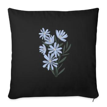 Flowers blaue Blumen - Sofakissenbezug 45 x 45 cm - Schwarz - Vorne