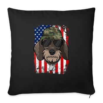 Rough-haired dachshund - Sofa pillowcase 17,3'' x 17,3'' (45 x 45 cm) - black - Front