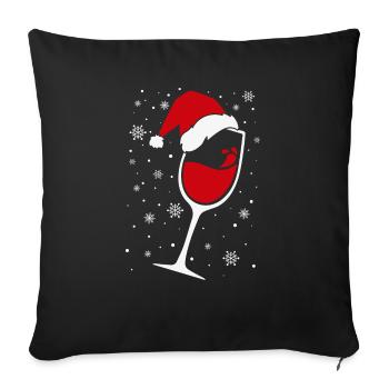 Weinglas Weihnachtsmütze Weihnachten - Sofakissenbezug 45 x 45 cm - Schwarz - Vorne