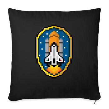 Space Shuttle Badge (Pixel art/Space Badge) - Sofa pillowcase 17,3'' x 17,3'' (45 x 45 cm) - black - Front