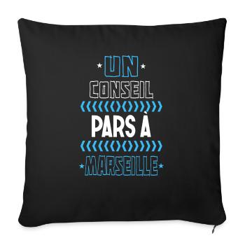 Marseille, humour - Housse de coussin décorative 45 x 45 cm - noir - Devant