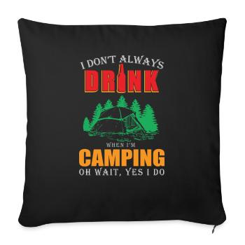 Camping Camper Outdoor Sommer Design - Sofakissenbezug 45 x 45 cm - Schwarz - Vorne