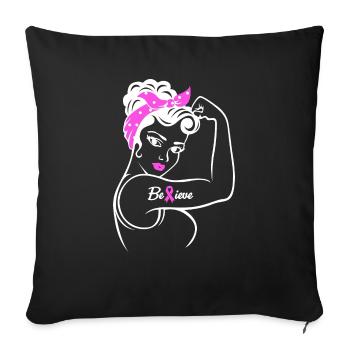 Croire | Sensibilisation au cancer du sein - Housse de coussin décorative 45 x 45 cm - noir - Devant