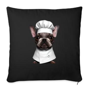 Bulldog Dogs Restaurateur Dog Owner Dog Cooks - Housse de coussin décorative 45 x 45 cm - noir - Devant