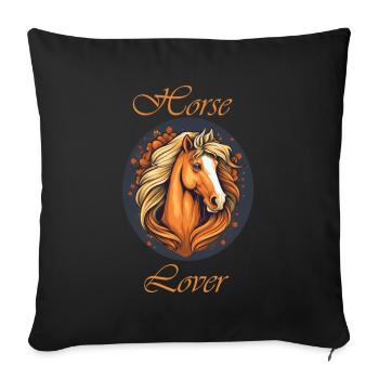 Amoureux des chevaux - Housse de coussin décorative 45 x 45 cm - noir - Devant