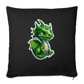 Bébé dragon, mignon, heureux, souriant - Housse de coussin décorative 45 x 45 cm - noir - Devant