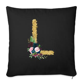 Letter l gold floral - Sofa pillowcase 17,3'' x 17,3'' (45 x 45 cm) - black - Front