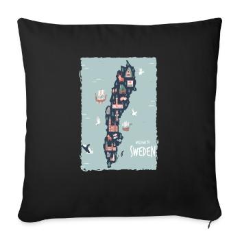 Sweden Sweden norden scandinavia viking lagom swe - Sofa pillowcase 17,3'' x 17,3'' (45 x 45 cm) - black - Front