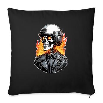 Totenkopf - Skelett - Totenkopf - Motorradhelm - Sofakissenbezug 45 x 45 cm - Schwarz - Vorne
