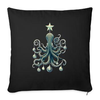 Christmas Octopus with Tree Decorations - Sofa pillowcase 17,3'' x 17,3'' (45 x 45 cm) - black - Front
