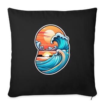 vague - été - vacances - Housse de coussin décorative 45 x 45 cm - noir - Devant