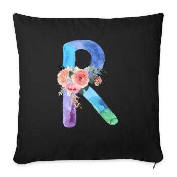 Letter r watercolor - Sofa pillowcase 17,3'' x 17,3'' (45 x 45 cm) - black - Front