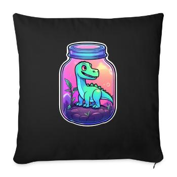 dinosaure dans un pot dessin animé - Housse de coussin décorative 45 x 45 cm - noir - Devant