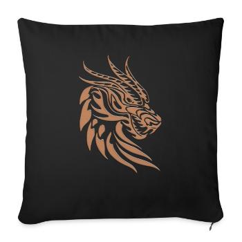 Fantaisie Tête De Dragon Anime Tatouage Reptile Mythique - Housse de coussin décorative 45 x 45 cm - noir - Devant