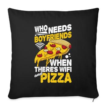 Cadeaux de pizzeria, Tshirt de pizza - Housse de coussin décorative 45 x 45 cm - noir - Devant